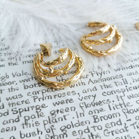 Alexis Bittar Brut Crystal Gold Thorn Orbit Hoop Earrings - Picture 3 of 3